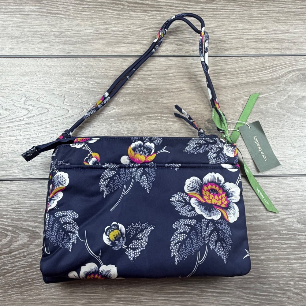 Vera Bradley Womens Foxbury Crossbody Seurat Floral Navy Blue NWT 50546-20588